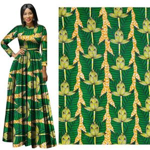 Afrikaanse Wax Print Stof binta echte Wax Stof Ankara Afrikaanse Batik Ademend Katoen Groene bloem Stof voor jurk suit234f