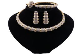 African Wedding Bridal Jewelry Luxury Dubai Gold Color Jewellry Sets For Women Necklace Bracelet Ring Oorringen Set9218250