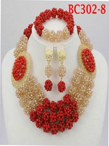 Ensemble de bijoux en perles de corail de mariage africain, ensembles de bijoux en perles africaines, bijoux de mariage nigérians BC3028 2107204596893