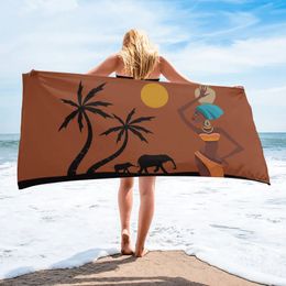 African Woman Dance Beach Towel Sports Séchon de serviette à microfibre sec rapide Couverture de plage pour adultes Kids Outdoor Picnic Blanket Camping