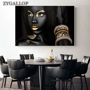 Pintura al óleo de mujer africana, lienzo negro para mujer, póster impreso, imágenes artísticas de pared, pinturas modernas escandinavas para pared de salón