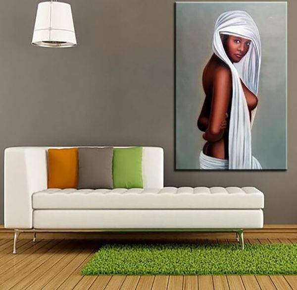 Femme africaine Portrait Portrait de la maison Décoration énorme peinture à l'huile sur toile peignée à la main / HD-Print Art Pictures personnalisation est acceptable 21052719