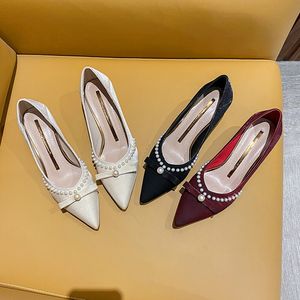 Chaussure femme africaine talons décontractés escarpins brefs à lacets bouche peu profonde sans lacet coin pointu bordeaux nœud confortable rétro doux fin