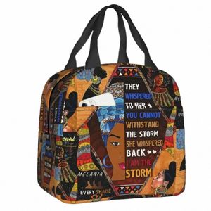 African Women American Black Girl Lunch Bag Hot Cold Snacks Geïsoleerde lunchbox voor kinderen werken School eten Picknick Tote Tassen O7SN#