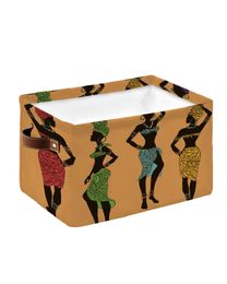 Panier à linge ethnique African Femmes Africain Panier à blanchisserie Toys Organisateur pliant Bucket Big Aperting Panier de rangement à la maison