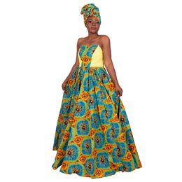 Robe des femmes africaines Vêtements traditionnels sans bretelles grandes jupe ourlet de Dess pour femmes Long Dkirt WY1805