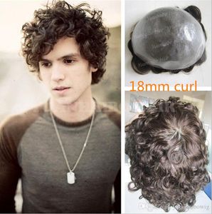 Africian American Afro Toupees Brésiliens Vierges Cheveux Humains Pièces 4mm / 6mm / 8mm / Unités PU Peau Mince Complète pour Hommes Noirs Livraison Express