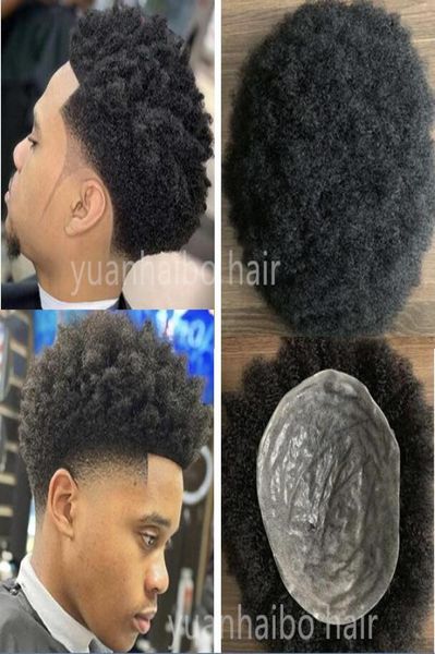 Afro-Américain Afro Toupets Brésiliens Remy Cheveux Humains Pièces 4mm6mm8mmPeau Complète Mince Unités PU pour Hommes Noirs Livraison Express1059454