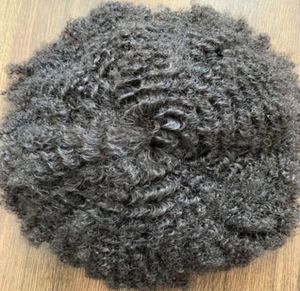 Africian American Afro Toupees Indian Remy Human Hair stuks 4mm6m8mm10 mm12mm Mono met PU -eenheden voor zwarte mannen Express Delive8841101