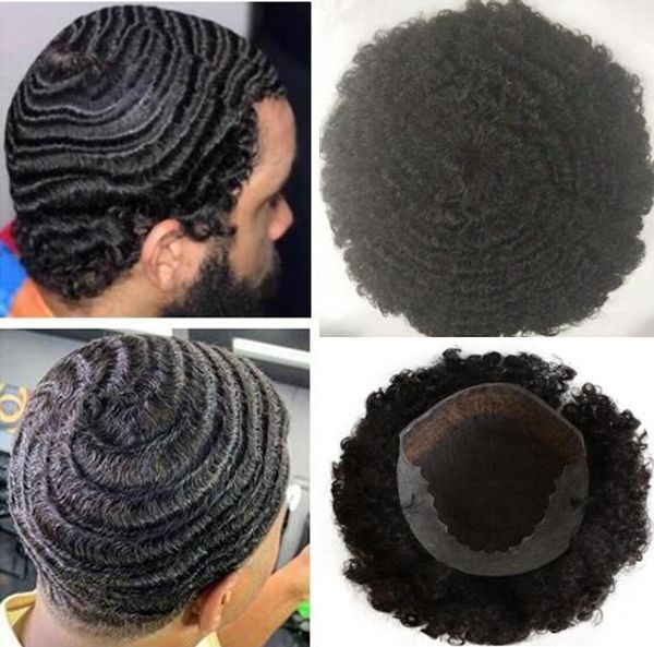 Afro Curl 360 Wave Q6 Lace Front Toupee Q6 Hommes Perruque De Cheveux Hommes Postiches Européenne Vierge Remplacement De Cheveux Humains pour Hommes Noirs