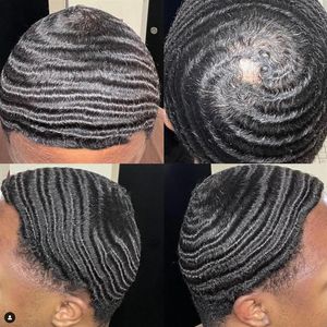 Afro Krul 360 Golven PU Toupet Heren Pruik Full Lace Haarstukken Chinese Remy Menselijk Haar Vervanging Man Wave Eenheden voor zwarte Men224O