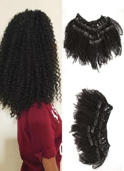 Afro Curly Clip Extension des cheveux humains indiens pour les femmes noires Natural Virgin Kinky Curly Clips INS GEASY4698681
