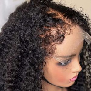 Afro Curly Arêtes perruque 4c Adges coquins Perruques de dentelle de cheveux Baby 180% 13x4 Wig frontal en dentelle HD REMY REMY CURNYE CURLY SIMUALATION WIGS HEURS HEURS POUR FEMMES 26