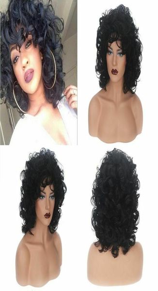Afro Fashion Black Wig Short Curly Synthetic Full Bob Hair for Women Wave Wigs7659352