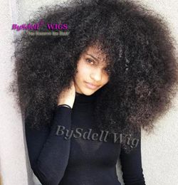 Afro moelleux crépus bouclés gros cheveux perruque synthétique africain noir femmes sphérique coiffure avant de lacet perruques pour les femmes noires 7034901