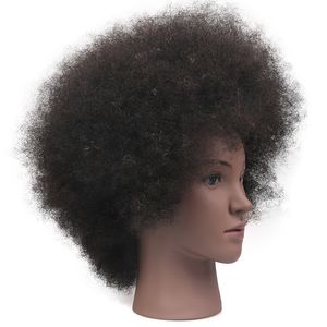 Tête de Mannequin Afro en cheveux humains, moule pour pratique des cheveux, factice noir africain