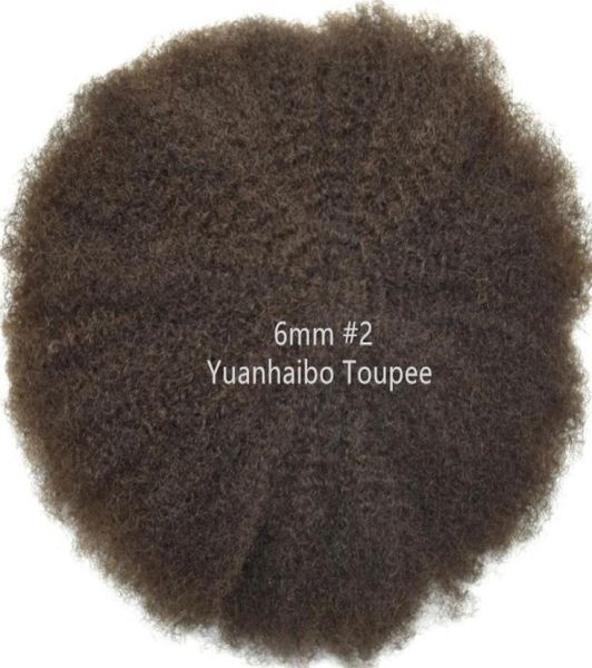 Afro Hair Full Lace Toupee 4 mm 6 mm 8 mm 10 mm Vierge indienne Remy Remplacement des cheveux humains Afro Curl Curl Mentide Wig 9850446