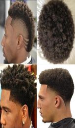 Afro Hair volleed toupee Braziliaanse maagdelijk Human Hair Afro Curl Men Wig Afro Kinky Curly Toupee voor Black Men 2052867