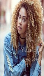 Afro Hair Top Short Bob Blonde Silky Curly Wavy Wig Simulation Like Human Hair Pruiken voor zwarte vrouwen Y vraag 5135949