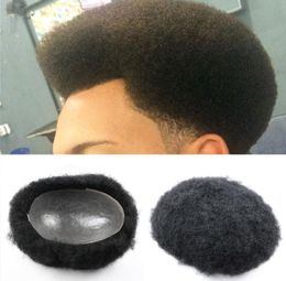 Afro Menselijk Haar Toupetje voor Zwarte Heren Krullend Toupetje Transparante Huid Man Weave Kalende Mens Aangepaste Haarvervanging 8x10inch7112149