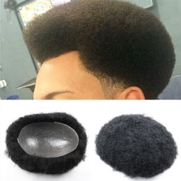 Toupet de cheveux humains Afro pour hommes noirs, toupet bouclé, peau transparente, tissage pour hommes, remplacement de cheveux personnalisé, 8x10 pouces, 275v