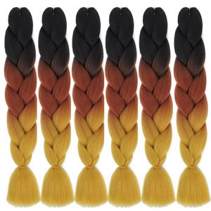 Afro Jumbo Ombre Tressage Extensions de Cheveux Noir Blonde Ombre Synthétique Tressage Cheveux Haute Température Fibre Yaki Style Crochet Jumbo Tressage Cheveux J3