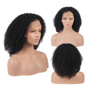 Afro Kinky Curl Lace Pruik 13 * 4 13 * 6 Lacefontly Natural Black 130% 150% Dichtheid Menselijk Haar Pruiken voor Vrouwen