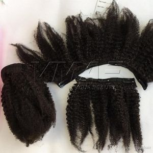 Malaisien VMAE Couleur Naturelle 100g 12 À 26 Pouces Afro Crépus Bouclés 4A 4C Vierge Extensions de Cheveux Humains Clip In