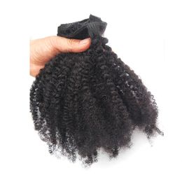 Afro Kinky Krullend Clip in Menselijk Haarverlenging Mongoolse Maagd Haar 4B 4C 120G / 8PCS 1B Kleur Natuurlijke Zwarte Fabriek Direct Groothandel Goedkoop