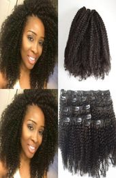 Afro Clip Clinky Clip dans les extensions de cheveux humains CHEUR HUMAIN MONGOLIENNE CLIP Afro-américain dans Extensions 8quot22quot Clip Ins 5499688