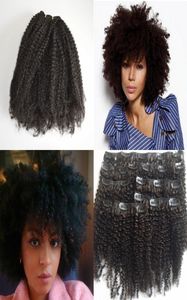 Afro crépus bouclés clip dans les extensions de cheveux humains boucles de plage brésiliennes pinces à cheveux humains ins 824instock vente GEASY5244909