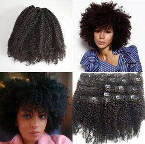 Afro crépus bouclés clip dans les extensions de cheveux humains boucles de plage brésiliennes clips de cheveux humains ins 824instock vente GEASY8510232