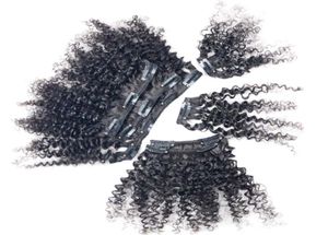 Afro kinky krullende clip maagdelijke dikke clip in haaruitbreiding 100 g zwart 7pcslot African American Clip in Afro Hair Extension9825807