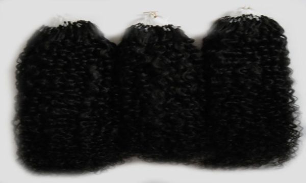 Afro Crépus Bouclés Cheveux micro boucle extensions de cheveux humains 300g 1gs 300s Naturel Micro Lien Extensions de Cheveux Human1008162