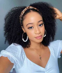 Afro Kinky Curly Bandeau de Cheveux Humains Perruques Pour Les Femmes Noires Livraison Rapide 180% Densité Ombre Pas Cher Brésilien Remy Perruque YARRA 220609