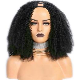 U Part Afro Kinky Curly Wig Perruques de cheveux humains pour les femmes noires brésilienne vierge remy u-shape diva1