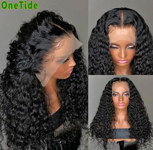 Perruque Lace Frontal Wig brésilienne naturelle, cheveux Afro crépus et bouclés, pre-plucked, avec fermeture en dentelle bouclée profonde, pour femmes, 8343457