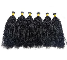 Afro Kinky Curly I Tip Extensions de cheveux Microlinks 100 Remy Human Virgin Hair Weave Bundles Brésilien Naturel Noir Ever Beauty 4B9728941