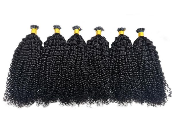 Afro Kinky Curly I Tip Hair Extensions MicroLinks 100 Remy Human Virgin Weave Bundles Brazilian Natural Black Ever Beauty 4B7215408