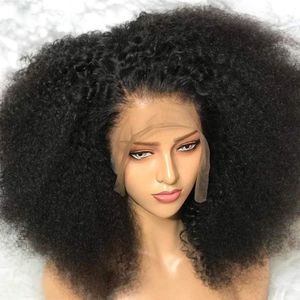 Afro Kinky Curly Lace Front Wig Cheveux Humains 12-36 pouces Perruques Frontales Brésiliennes 180% Densité Vierge Humaine Pré Cueillie avec Bébé