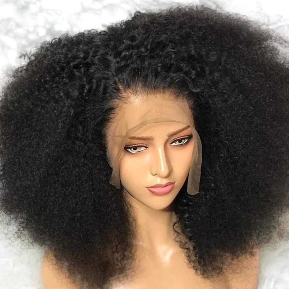 Afro Kinky kıvırcık dantel ön peruk insan saçı 12-36 inç Brezilya ön perukları% 180 Yoğunluk Bakire İnsan Bebek ile Önceden Kapanmış