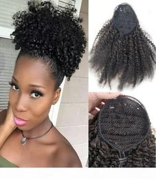 Afro Kinky Curly Ponytail pour femmes noires Natural Black Remy Hair 1 Piece Clip en queues de cheval Traquage 100 Human Hair7518647