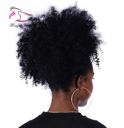 Afro Kinky Curly Ponytail For Women Natural Natural Black Remy Hair 1 Piece Clip in Ponytails 100 Human Evermagic Hair Products 4345192