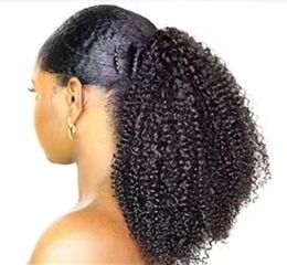 Afro Kinky Curly Pony Pony Pony Hair Extensions Hair Swepring 3C 4a Wrap autour de la queue de cheval Poincet Clip dans les extensions de cheveux Remy New Hot