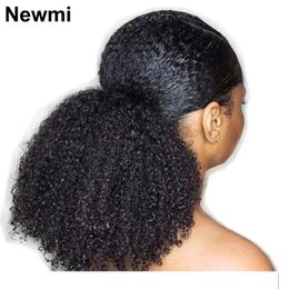 Afro Crépus Bouclés Queue de Cheval Cheveux Humains s pour Femmes Noires Wrap Autour 3C 4A Postiches 240130