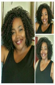 Afro kinky krullende korte bob -kant front menselijk haarpruiken voor zwarte vrouwen Braziliaanse remy haren 12inch natuurlijke kleur diva19142773
