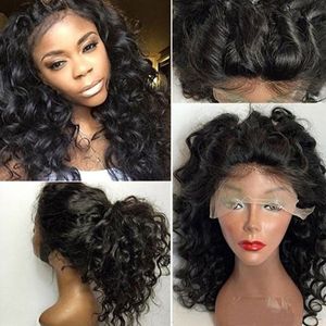 Beauté Afro crépus bouclés cheveux synthétiques sans colle dentelle avant perruque résistant à la chaleur pour les femmes noires #1 14-28 ''150% densité FZP77