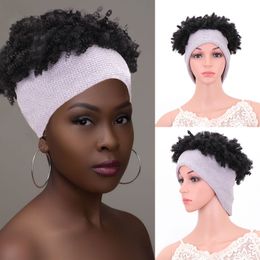 Afro kinky krullend synthetische hoofdband bobo pruik simulatie menselijk haar perruques de cheveux humains pelucas pruiken JS283