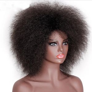 Afro Kinky Curly Perruque Synthétique 1B # Noir Brun Couleur Simulation Perruques de Cheveux Humains Perruques de cheveux humains JDL001