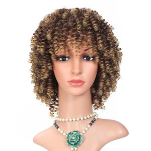 Afro Kinky Krullend Synthetische Pruiken voor Afro-Amerikaanse Vrouwen Medium Lengte Zwart Colo Hoge Temperatuurvezel Cosplay Haar